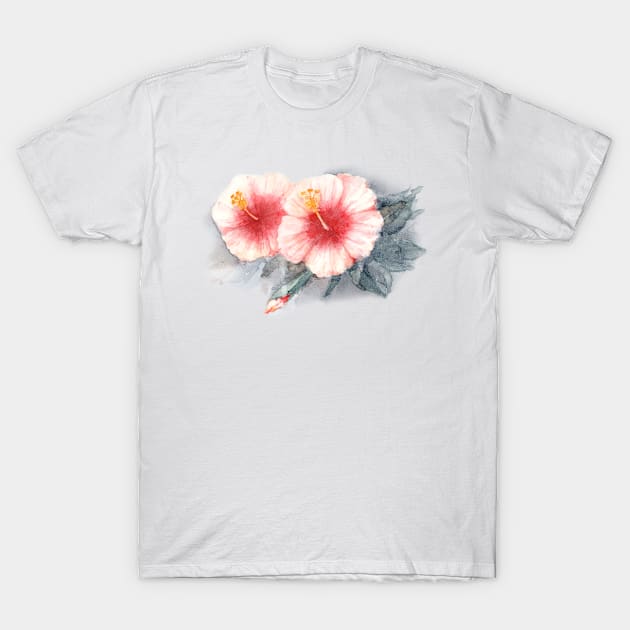 Hibiscus Rose of Sharon. Watercolor illustration. T-Shirt by ArchiTania